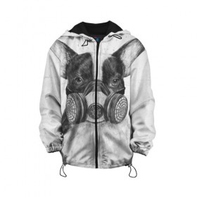 Детская куртка 3D с принтом Cool Dog в Новосибирске, 100% полиэстер | застежка — молния, подол и капюшон оформлены резинкой с фиксаторами, по бокам — два кармана без застежек, один потайной карман на груди, плотность верхнего слоя — 90 г/м2; плотность флисового подклада — 260 г/м2 | Тематика изображения на принте: красивый | крутой | маска | пес | рисунок | узор