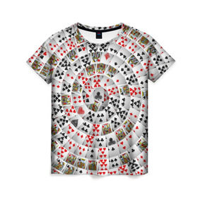 Женская футболка 3D с принтом Игральные карты 3 в Новосибирске, 100% полиэфир ( синтетическое хлопкоподобное полотно) | прямой крой, круглый вырез горловины, длина до линии бедер | карты | настольные игры | пасьянс | покер