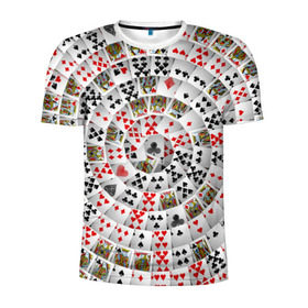 Мужская футболка 3D спортивная с принтом Игральные карты 3 в Новосибирске, 100% полиэстер с улучшенными характеристиками | приталенный силуэт, круглая горловина, широкие плечи, сужается к линии бедра | Тематика изображения на принте: карты | настольные игры | пасьянс | покер