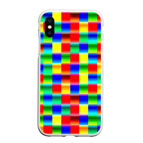 Чехол для iPhone XS Max матовый с принтом Кубики в Новосибирске, Силикон | Область печати: задняя сторона чехла, без боковых панелей | абстракция | кубики | пиксели | плитка | разноцветный | яркий
