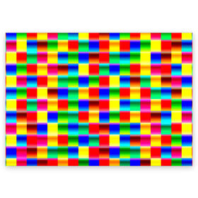 Поздравительная открытка с принтом Кубики в Новосибирске, 100% бумага | плотность бумаги 280 г/м2, матовая, на обратной стороне линовка и место для марки
 | абстракция | кубики | пиксели | плитка | разноцветный | яркий