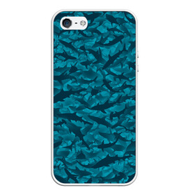 Чехол для iPhone 5/5S матовый с принтом Акулы в Новосибирске, Силикон | Область печати: задняя сторона чехла, без боковых панелей | камуфляж | море | океан | рыба | рыбак | рыбалка