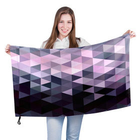 Флаг 3D с принтом Pixel Polygon в Новосибирске, 100% полиэстер | плотность ткани — 95 г/м2, размер — 67 х 109 см. Принт наносится с одной стороны | геометрия | полигоны | треугольник