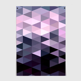 Постер с принтом Pixel Polygon в Новосибирске, 100% бумага
 | бумага, плотность 150 мг. Матовая, но за счет высокого коэффициента гладкости имеет небольшой блеск и дает на свету блики, но в отличии от глянцевой бумаги не покрыта лаком | Тематика изображения на принте: геометрия | полигоны | треугольник