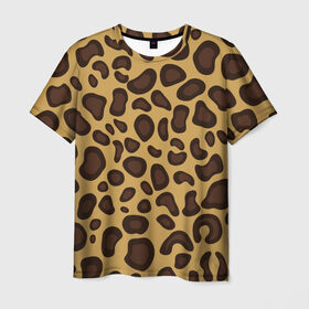 Мужская футболка 3D с принтом Шкура леопарда в Новосибирске, 100% полиэфир | прямой крой, круглый вырез горловины, длина до линии бедер | Тематика изображения на принте: 