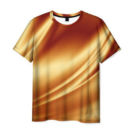 Мужская футболка 3D с принтом Golden Silk в Новосибирске, 100% полиэфир | прямой крой, круглый вырез горловины, длина до линии бедер | gold | golden silk | textile | texture | золотой шёлк | текстиль | текстура | ткань
