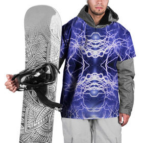 Накидка на куртку 3D с принтом Static Electricity в Новосибирске, 100% полиэстер |  | static electricity | белый | молнии | разряд | синий | статическое электричество | фиолетовый | чёрный