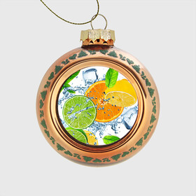 Стеклянный ёлочный шар с принтом Мятный смузи в Новосибирске, Стекло | Диаметр: 80 мм | Тематика изображения на принте: вода | еда | зима | искусство | лайм | лимон | листья | новинки | природа | солнце | фрукты