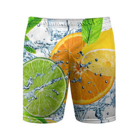 Мужские шорты 3D спортивные с принтом Мятный смузи в Новосибирске,  |  | вода | еда | зима | искусство | лайм | лимон | листья | новинки | природа | солнце | фрукты