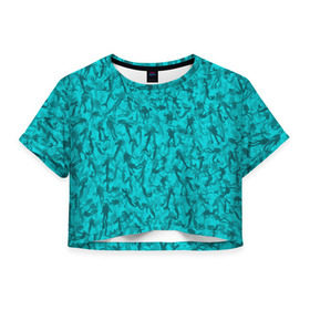Женская футболка 3D укороченная с принтом Аквалангисты и русалки в Новосибирске, 100% полиэстер | круглая горловина, длина футболки до линии талии, рукава с отворотами | вода | море | океан | охота | рыба | рыбак | рыбалка
