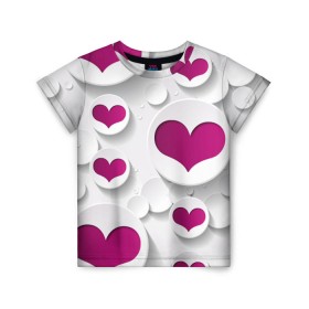 Детская футболка 3D с принтом серца в Новосибирске, 100% гипоаллергенный полиэфир | прямой крой, круглый вырез горловины, длина до линии бедер, чуть спущенное плечо, ткань немного тянется | Тематика изображения на принте: сердце