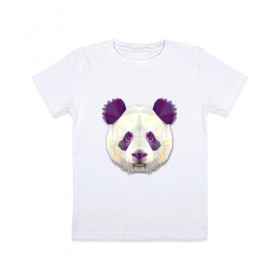 Детская футболка хлопок с принтом Полигональная панда в Новосибирске, 100% хлопок | круглый вырез горловины, полуприлегающий силуэт, длина до линии бедер | геометрический рисунок | голова | животные | панда | фауна