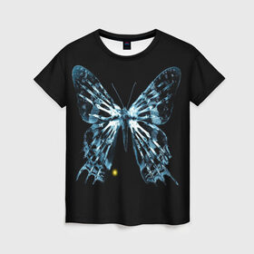 Женская футболка 3D с принтом За Гранью в Новосибирске, 100% полиэфир ( синтетическое хлопкоподобное полотно) | прямой крой, круглый вырез горловины, длина до линии бедер | бабочка | грань | за гранью | кости | рентген