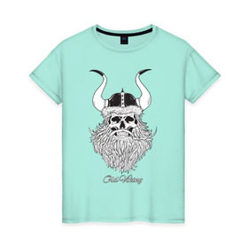 Женская футболка хлопок с принтом Old Viking в Новосибирске, 100% хлопок | прямой крой, круглый вырез горловины, длина до линии бедер, слегка спущенное плечо | борода | варяги | викинг | готика | северяне | старый | череп