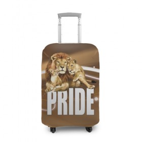 Чехол для чемодана 3D с принтом Pride в Новосибирске, 86% полиэфир, 14% спандекс | двустороннее нанесение принта, прорези для ручек и колес | Тематика изображения на принте: lion | голова животного | кот | кошка | лев | хищник | царь | цвет