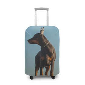 Чехол для чемодана 3D с принтом Доберман в Новосибирске, 86% полиэфир, 14% спандекс | двустороннее нанесение принта, прорези для ручек и колес | доберман | доберманы | пес | песик | псы | собака | собаки