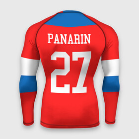 Мужской рашгард 3D с принтом Форма  № 27 PANARIN в Новосибирске,  |  | 27 panarin | world cup hockey | клюшка | кубок мира | панарин артем | россия | сборная россии | хоккейная форма | шайба