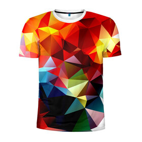 Мужская футболка 3D спортивная с принтом Polygon в Новосибирске, 100% полиэстер с улучшенными характеристиками | приталенный силуэт, круглая горловина, широкие плечи, сужается к линии бедра | геометрия | полигоны | разноцветный | яркий
