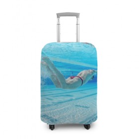 Чехол для чемодана 3D с принтом swimmer в Новосибирске, 86% полиэфир, 14% спандекс | двустороннее нанесение принта, прорези для ручек и колес | пловец