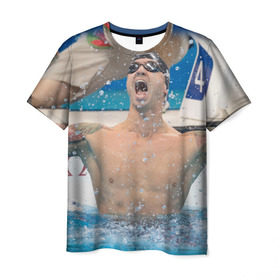 Мужская футболка 3D с принтом Пловец в Новосибирске, 100% полиэфир | прямой крой, круглый вырез горловины, длина до линии бедер | swimmer