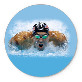 Коврик круглый с принтом swimmer в Новосибирске, резина и полиэстер | круглая форма, изображение наносится на всю лицевую часть | пловец