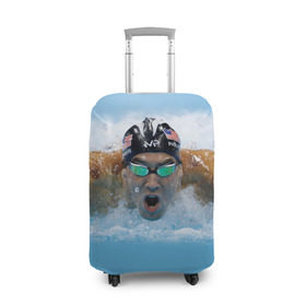 Чехол для чемодана 3D с принтом swimmer в Новосибирске, 86% полиэфир, 14% спандекс | двустороннее нанесение принта, прорези для ручек и колес | пловец