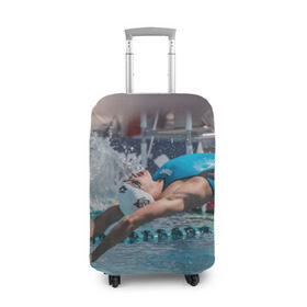 Чехол для чемодана 3D с принтом Пловец в Новосибирске, 86% полиэфир, 14% спандекс | двустороннее нанесение принта, прорези для ручек и колес | swimmer
