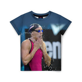 Детская футболка 3D с принтом Пловец в Новосибирске, 100% гипоаллергенный полиэфир | прямой крой, круглый вырез горловины, длина до линии бедер, чуть спущенное плечо, ткань немного тянется | Тематика изображения на принте: swimmer