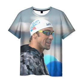 Мужская футболка 3D с принтом Swimmer в Новосибирске, 100% полиэфир | прямой крой, круглый вырез горловины, длина до линии бедер | пловец