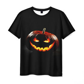 Мужская футболка 3D с принтом Хитрая тыква в Новосибирске, 100% полиэфир | прямой крой, круглый вырез горловины, длина до линии бедер | halloween | в идеи подарков в хеллоуин | тыквы | хеллоиун | хэллоуин | хэлоуин