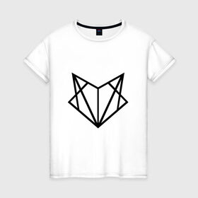 Женская футболка хлопок с принтом Лиса геометрия в Новосибирске, 100% хлопок | прямой крой, круглый вырез горловины, длина до линии бедер, слегка спущенное плечо | геометрия | лиса | стиль | треугольники