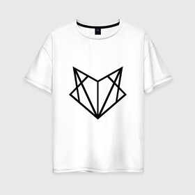 Женская футболка хлопок Oversize с принтом Лиса геометрия в Новосибирске, 100% хлопок | свободный крой, круглый ворот, спущенный рукав, длина до линии бедер
 | геометрия | лиса | стиль | треугольники