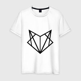 Мужская футболка хлопок с принтом Лиса геометрия в Новосибирске, 100% хлопок | прямой крой, круглый вырез горловины, длина до линии бедер, слегка спущенное плечо. | геометрия | лиса | стиль | треугольники