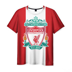Мужская футболка 3D с принтом Liverpool FC в Новосибирске, 100% полиэфир | прямой крой, круглый вырез горловины, длина до линии бедер | англия | клуб | ливерпуль | фк | футбол | футбольный