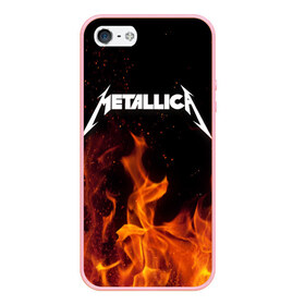 Чехол для iPhone 5/5S матовый с принтом Metallica fire в Новосибирске, Силикон | Область печати: задняя сторона чехла, без боковых панелей | металлика