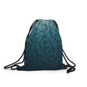 Рюкзак-мешок 3D с принтом Акулы-молоты в Новосибирске, 100% полиэстер | плотность ткани — 200 г/м2, размер — 35 х 45 см; лямки — толстые шнурки, застежка на шнуровке, без карманов и подкладки | камуфляж | море | океан | рыба