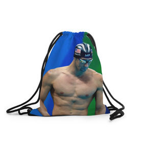 Рюкзак-мешок 3D с принтом Michael Phelps в Новосибирске, 100% полиэстер | плотность ткани — 200 г/м2, размер — 35 х 45 см; лямки — толстые шнурки, застежка на шнуровке, без карманов и подкладки | бассейн | пловец | чемпион. фелепс