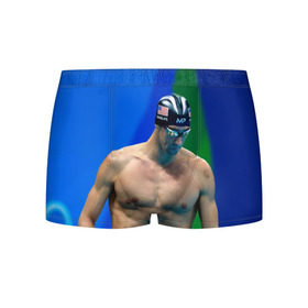 Мужские трусы 3D с принтом Michael Phelps в Новосибирске, 50% хлопок, 50% полиэстер | классическая посадка, на поясе мягкая тканевая резинка | Тематика изображения на принте: бассейн | пловец | чемпион. фелепс