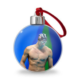 Ёлочный шар с принтом Michael Phelps в Новосибирске, Пластик | Диаметр: 77 мм | бассейн | пловец | чемпион. фелепс