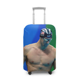 Чехол для чемодана 3D с принтом Michael Phelps в Новосибирске, 86% полиэфир, 14% спандекс | двустороннее нанесение принта, прорези для ручек и колес | бассейн | пловец | чемпион. фелепс