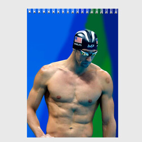 Скетчбук с принтом Michael Phelps в Новосибирске, 100% бумага
 | 48 листов, плотность листов — 100 г/м2, плотность картонной обложки — 250 г/м2. Листы скреплены сверху удобной пружинной спиралью | бассейн | пловец | чемпион. фелепс