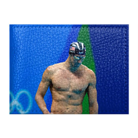 Обложка для студенческого билета с принтом Michael Phelps в Новосибирске, натуральная кожа | Размер: 11*8 см; Печать на всей внешней стороне | Тематика изображения на принте: бассейн | пловец | чемпион. фелепс