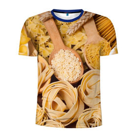 Мужская футболка 3D спортивная с принтом Макарошки в Новосибирске, 100% полиэстер с улучшенными характеристиками | приталенный силуэт, круглая горловина, широкие плечи, сужается к линии бедра | Тематика изображения на принте: еда | макароны | текстуры | узоры