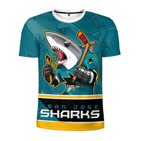 Мужская футболка 3D спортивная с принтом San Jose Sharks в Новосибирске, 100% полиэстер с улучшенными характеристиками | приталенный силуэт, круглая горловина, широкие плечи, сужается к линии бедра | nhl | san jose sharks | sharks | stanley cup | кубок стенли | кубок стэнли | нхл | сан хосе | сан хосе шаркс | хоккей | хоккейный клуб | шаркс