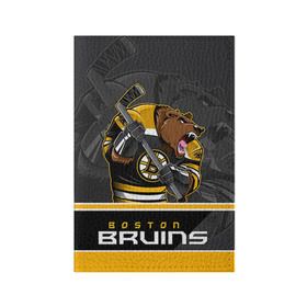 Обложка для паспорта матовая кожа с принтом Boston Bruins в Новосибирске, натуральная матовая кожа | размер 19,3 х 13,7 см; прозрачные пластиковые крепления | boston bruins | nhl | stanley cup | бостон | бостон брюинз | брюинз | брюинс | кубок стенли | кубок стэнли | нхл | хоккей | хоккейный клуб | худобин