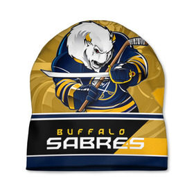 Шапка 3D с принтом Buffalo Sabres в Новосибирске, 100% полиэстер | универсальный размер, печать по всей поверхности изделия | buffalo sabres | nhl | stanley cup | баффало сейбрз | буффало | кубок стенли | кубок стэнли | куликов | нхл | хоккей | хоккейный клуб