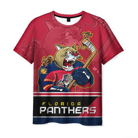 Мужская футболка 3D с принтом Florida Panthers в Новосибирске, 100% полиэфир | прямой крой, круглый вырез горловины, длина до линии бедер | florida panthers | nhl | stanley cup | кубок стенли | кубок стэнли | нхл | флорида пантерз | флорида пантеры | хоккей | хоккейный клуб
