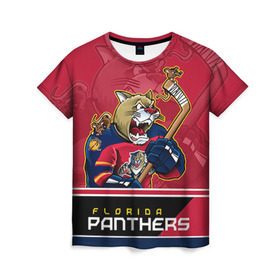 Женская футболка 3D с принтом Florida Panthers в Новосибирске, 100% полиэфир ( синтетическое хлопкоподобное полотно) | прямой крой, круглый вырез горловины, длина до линии бедер | florida panthers | nhl | stanley cup | кубок стенли | кубок стэнли | нхл | флорида пантерз | флорида пантеры | хоккей | хоккейный клуб