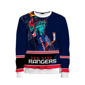 Детский свитшот 3D с принтом New York Rangers в Новосибирске, 100% полиэстер | свободная посадка, прямой крой, мягкая тканевая резинка на рукавах и понизу свитшота | new york rangers | nhl | stanley cup | кубок стенли | кубок стэнли | нхл | нью йорк рейнджерс | нью йорк рейнджеры | рейнджеры | хоккей | хоккейный клуб
