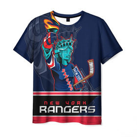 Мужская футболка 3D с принтом New York Rangers в Новосибирске, 100% полиэфир | прямой крой, круглый вырез горловины, длина до линии бедер | new york rangers | nhl | stanley cup | кубок стенли | кубок стэнли | нхл | нью йорк рейнджерс | нью йорк рейнджеры | рейнджеры | хоккей | хоккейный клуб